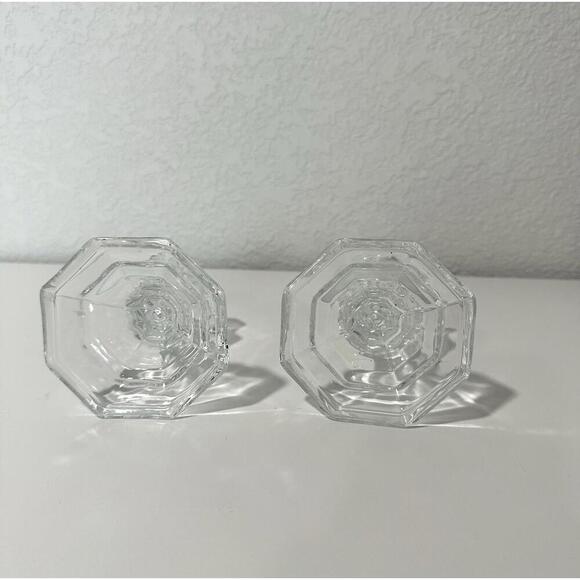 Clear Glass Candleholders 4”, Set Of 2 - Picture 2 of 4